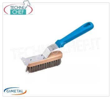 Gi.Metal - Brosse à gril avec poils et grattoir en acier inoxydable - mod.AC-SPGT2 Brosse à gril avec poils et grattoir en acier inoxydable et manche en plastique léger