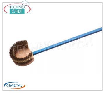 Gi-Metal - Brosse ronde réglable avec poils en laiton - mod.AC-SPT Brosse ronde pour four professionnel à tête réglable, poils en laiton et racleur arrière en inox, manche en aluminium longueur 1500 mm.