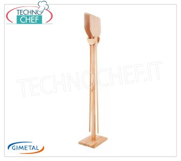 Gi-Metal - Porte-pelle en bois avec base, Ligne Vintage, hauteur cm.170 - mod.ACB-BS Pelle en bois double face/petit cintre à pelle avec socle, Ligne Vintage, hauteur 1700 mm