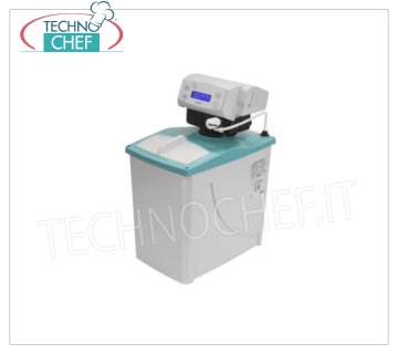 Technochef - ADOUCISSEUR AUTOMATIQUE avec armoire 5 litres, CHRONOMÉTRIQUE, Série AL Adoucisseur-purificateur d'eau automatique 5 litres avec armoire, avec 3,5 l de RESINE, série AL, vanne ALIA chronométrique, débit max 1400 l/h, raccordement eau 3/4''G, affichage LCD et avertissement manque de sel, V.230 /1, Watt 4, Poids 11 Kg, dim.mm.230x360x460h