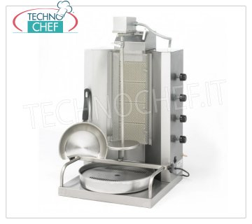 Technochef - GYROS À GAZ PROFESSIONNEL avec 4 BRÛLEURS, tige de cuisson de 655 mm de hauteur