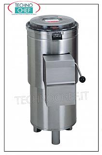 Éplucheur de pommes de terre à colonne, charge maximale du cycle 15 kg, rendement 550 kg/heure Éplucheur de pommes de terre en acier inoxydable à colonne, charge de pommes de terre 15 Kg, capacité de production 550 Kg/h, V.400/3, Kw.0,5, Poids 65 Kg, dim.mm.410x670x950h