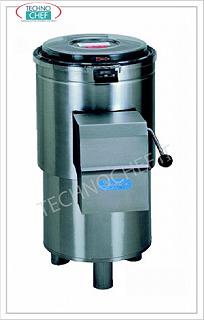 Éplucheur de pomme de terre Éplucheur de pommes de terre en acier inoxydable, capacité de production 1000Kg/h, charge de pommes de terre 25 Kg, V.400/3, Kw.1,10, Poids 81 Kg, dim.mm.470x740x1150h