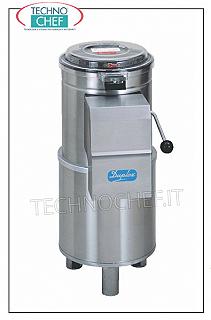 Éplucheur de pomme de terre Éplucheur de pommes de terre en acier inoxydable, capacité de production 280 Kg/h, charge de pommes de terre 8 Kg, V.400/3, Kw.0,37, Poids 50 Kg, dim.mm.380x600x890h