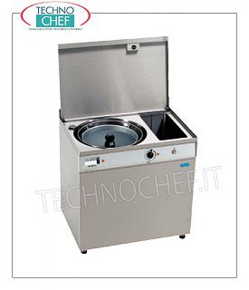 Laveuse essoreuse à légumes Lave-légumes en acier inoxydable avec bac de récupération d'eau, capacité 48 litres, vitesse tr/min 350, V.230/1, Kw.0,66, Poids 115 Kg, dim.mm.850x600x850h