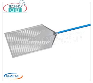 Gi-Metal - Pelle à pizza en aluminium perforée au mètre, Blue Line, longueur du manche 30 cm Pelle à pizza en aluminium perforée au mètre, Blue Line, légère, souple et résistante, dim.mm 300x600, longueur manche 300 mm.