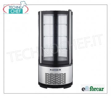 Technochef - Vitrine réfrigérée à poser avec vitre ronde, 1 porte, statique, temp. +2°/+8°C, classe C, 100 lt., Mod.ARC100B