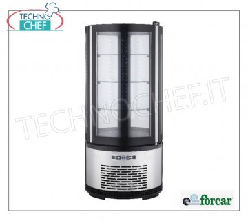 Technochef - Vitrine de comptoir FRIDGE avec vitre ronde, 1 Porte, Statique, Temp.+2°/+8°C, Classe C, lt.100, Mod.ARC100B Vitrine réfrigérée avec 1 porte vitrée ronde, structure externe en acier inoxydable AISI 430 statique, température +2°/+8°C, capacité lt.100, Classe C, éclairage Led, V.230/1, Kw.0, 21 , Poids 50 Kg, dim.mm.480x1030h