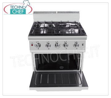 Technochef - CUISINIÈRE À GAZ 4 FEUX sur FOUR À GAZ, 42,5 kW