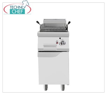 Technochef - GRILL EN PIERRE DE LAVE sur MOBILE, Kw.7,00 GRILLE EN PIERRE DE LAVE sur MOBILE, Ligne 700, puissance thermique 7,00 Kw, dim.mm.400x700x1085h