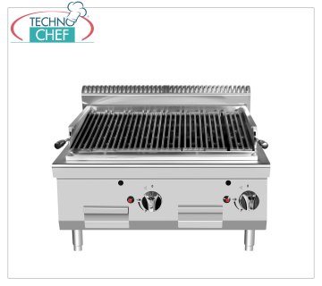 Technochef - COMPTOIR GRILL EN PIERRE DE LAVE, Kw.14,00 COMPTOIR GRILLE EN PIERRE DE LAVE, Ligne 700, puissance thermique 7+7 Kw, dim.mm.800x700x547h