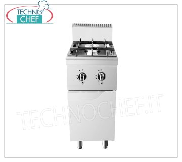 Technochef - CUISINIÈRE À GAZ 2 FEUX sur MOBILE, Kw.19,00 CUISINIÈRE À GAZ 2 BRÛLEURS sur MOBILE, Ligne 900, puissance thermique Kw.19,00, dim.mm.400x900x1140h