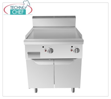 Technochef - PLAQUE GAZ avec PLAQUE LISSE sur MOBILE, Kw.20,00 PLAQUE GAZ avec PLAQUE LISSE sur MOBILE, Ligne 900, puissance thermique Kw 10,00+10,00, dim.mm.800x900x1140h