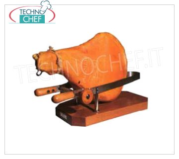 Forcar - MOULE pour PROSCIUTTO en ACIER INOXYDABLE, Mod.AV4510 Etau en acier inoxydable avec support et poignées en bois fin, dim.mm.580x250x190h