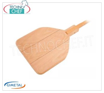 Gi-Metal - Pelle à pizza rectangulaire en bois, Vintage Line, manche longueur 150 cm Pelle à pizza rectangulaire en bois, Ligne Vintage, légère, lisse et résistante, dim.mm 330x330, longueur du manche 1500 mm.