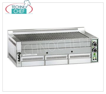 FIMAR - Technochef, Pièces de pierre pour banc à gaz, 3 ZONES DE CUISSON, Mod.B115 GAS LAVA STONE GRILL, 3 modules TOP avec zone de cuisson de mm 960x540, alimentation CNG-LPG, puissance 23 Kw, poids 103 Kg, dim.mm.1140x800x380h