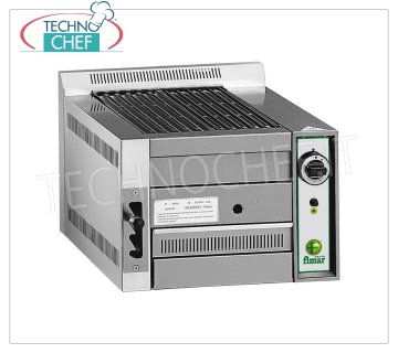 FIMAR - Technochef, Barbecue à gaz de table Pietralavica, 1 ZONE DE CUISSON, Mod.B50 GRILLE À GAZ EN PIERRE LAVA, 1 module TOP avec surface de cuisson de 320x540 mm, alimentation GNV-GPL, puissance 8,5 Kw, poids 42 kg, dim.mm.490x800x380h