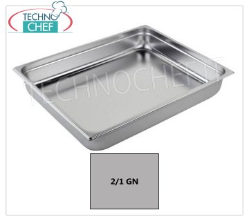 Bacs gastronormes GN 2/1 en inox Bol gastro-norme 2/1, inox 18/10, dim. mm 650 x 530 x 20 h