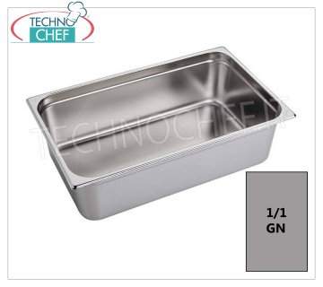 Bacs gastronormes GN 1/1 en inox Plateau gastro-norme 1/1, inox 18/10, dim.mm 530 x 325 x 20 h