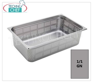 Récipients Gastronorm 1/1 perforés en acier inoxydable Plateau gastro-norme 1/1, perforé, inox 18/10, dim.mm.530 x 325 x 20 h