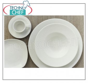 CHURCHiLL - Porcelaine pour restaurant PLATS, Collection Bambou Relief Blanc, Marque CHURCHiLL