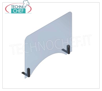 Barrières de distance en polycarbonate - Epaisseur 3 mm - dim.mm.1000x600 Barrière d'espacement en polycarbonate compact transparent de 3 mm d'épaisseur avec pieds adhésifs, ouverture en papier cintré de 700 mm de large, dimensions 1000x600h