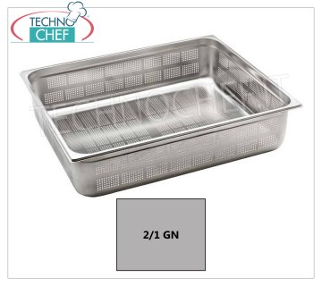 Récipients Gastronorm 2/1 perforés en acier inoxydable Bol gastro-norme 2/1, perforé, inox 18/10, dim.mm.650 x 530 x 20 h