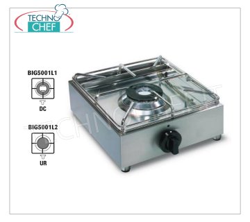 Technochef - Cuisinière à gaz de table professionnelle, 1 brûleur Cuisinière à gaz de table en inox, avec 1 brûleur professionnel fonctionnant au gaz universel, avec 1 BRÛLEUR DOUBLE COURONNE de 3,5 kw, poids 4,1 kg, dimensions 315x330x145h mm