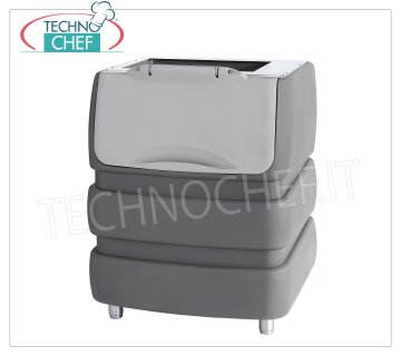 Conteneurs/Dépôts pour machines à glace, capacité 240 Kg. Stockage de glace en polyéthylène hautement isolé, capacité 240 Kg, utilisable avec : producteurs de granulés mod. G250 - G500, producteurs en cubes mod. C80 - C180, dimensions 942x795x1053h mm.