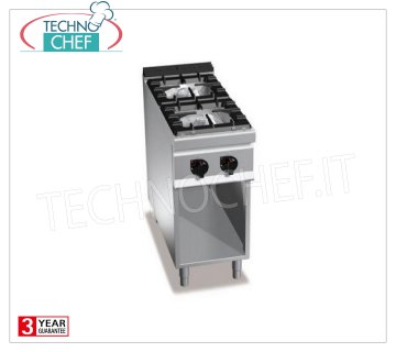 TECHNOCHEF - CUISINIÈRE GAZ 2 FEUX sur ARMOIRE OUVERTE, Kw.10,5, Mod.G7F2M CUISINIÈRE À GAZ 2 FEUX sur ARMOIRE OUVERTE, BERTO'S, Ligne MACROS 700, Série HIGH POWER, puissance thermique Kw.10,5, Poids 38 Kg, dim.mm.400x700x900h