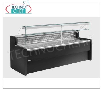 Gastronomie Comptoir Froid, temp. +4°+6°C. , Statique avec Réserve, Verres droits fixes, Profondeur 79 cm Vitrine réfrigérée Alimentation-Gastronomie, Température +4°+6°C. , Statique avec Réserve, Version avec LUNETTES DROITES - Compact,