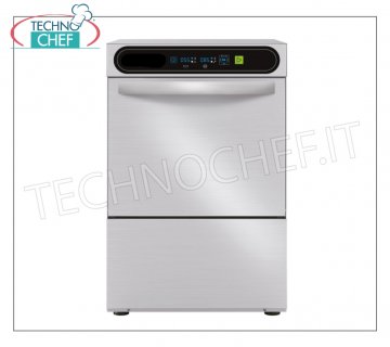 TECHNOCHEF - Lave-vaisselle professionnel, panier carré 50x50 cm, commandes électroniques LAVE-VAISSELLE EN ACIER INOXYDABLE CARRÉ mm.500x500 panier, chargement frontal, commandes DIGITAL, 4 cycles de 90/120/150/180 sec, hauteur max des verres 32 cm - assiettes 35 cm, avec liquide de rinçage et réservoir distributeur de détergent, V. 230/ 1, kW 3,12, Poids 69 Kg, dim.mm.585x610x815h