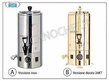 Distributeurs de boissons chaudes avant le petit déjeuner BAIN MARIE marmite à chocolat en acier inoxydable 18/10, capacité 1.5.0, V.230 / 1, Kw.0.9, dim.mm.296 x 390 x 478 h