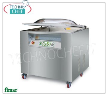 Machine professionnelle à cloche sous vide, 2 barres de soudure de 50 et 90 cm, Chambre de cm. 92x57x22h MACHINE D'EMBALLAGE SOUS VIDE À CHAMBRE PROGRAMMABLE NUMÉRIQUE sur MOBILE, Marque FIMAR, Ligne TOP, CHAMBRE mm.920x570x220h, 2 BARRES DE SOUDURE 500 et 900 mm, POMPE À VIDE 63 m³/h, V.230/1-400/3+N , Kw.2 ,00, Poids 205 Kg, dim.mm.1040x680x1050h