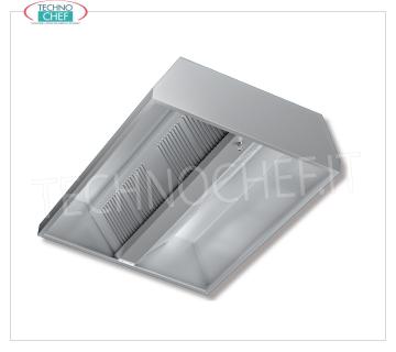 Hotte aspirante centrale inox avec moteur, 1300 mm de profondeur Ligne