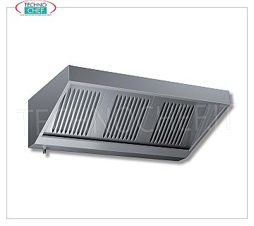 Cappa aspirante inox 430 a parete, serie SNACK, mm 1200x1100