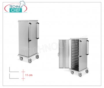 Chariot à plateaux avec guides universels, pour 10 PLATEAUX Gastro-Norm et Euro-Norm 1/1 Chariot libre / service à plateaux avec guides universels pour 10 plateaux Gastro-Norm et Euro-Norm, dim. 520x600x1590h millimètre