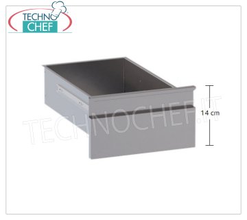 Tiroir en acier inoxydable AISI 304 sur guides avec porte-tiroir, Ligne 700 Tiroir sur glissières télescopiques avec porte-tiroir, pour tables profondeur 700 mm, dimensions 300x680x140h mm