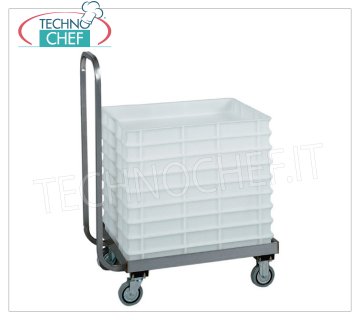 Chariot pour bacs à pâte à pizza 60x40 cm avec poignée, dim.mm.720x420x960h