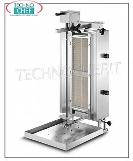 GYROS avec 2 brûleurs indépendants, tige de cuisson de 500 mm de hauteur complète avec plaque GYROS EN ACIER INOXYDABLE avec 2 brûleurs indépendants, tige de cuisson de 500 mm de hauteur avec plaque (fournie), V.230 / 1, puissance thermique kw 6,8, puissance électrique 0,025 kw, dimensions 500x502x975h mm