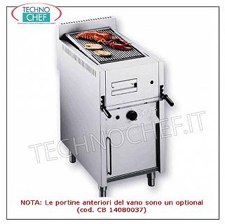 GAS LAVA PIERRE GRILLE sur COMPARTIMENT OUVERT, 1 MODULE avec ZONE DE CUISSON mm 365x535 GRIL EN PIERRE A GAZ LAVE, VERSION SUR COMPARTIMENT OUVERT, 1 MODULE avec ZONE DE CUISSON de: mm. 365x535, COMPLET AVEC GRILLE UNIVERSELLE, puissance thermique 13 Kw - dimensions extérieures mm. 470x700x430h