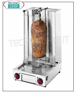 GYROS ÉLECTRIQUES avec 4 éléments chauffants, tige de cuisson de 530 mm de hauteur avec plaque GYROS ÉLECTRIQUES EN ACIER INOXYDABLE avec 4 éléments chauffants, tige de cuisson de 530 mm de hauteur complète avec plaque (fournie), moteur inférieur, V.230 / 1, 3,3 kw, dimensions 400x450x800h mm