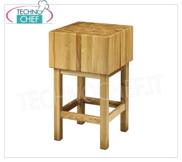 Blocs de boucher en bois d'Acacia de 17 cm d'épaisseur avec socle Billot de boucher en bois d'acacia massif avec socle, épaisseur 17 cm, dimensions 40x40x90h cm