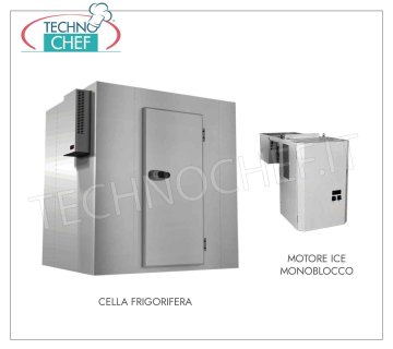 Cella Congélateur-Congélateur, Temp. -14°-22°, sternum cm 120x160x220h, mod. BT12-16/S10 Chambre de congélation préfabriquée, adaptée aux basses températures (-14°-22°), réalisée en panneaux sandwich modulaires, épaisseur 100 mm, avec porte tournante et plancher, Capacité nette 2,8 mètres cubes, dim. externe, mm 1200x1600x2200h