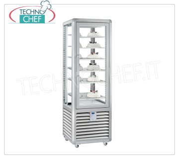 TECHNOCHEF - Congélation Vétrine pour Gelateria, Temp.-15°- 25°C, 1 Porte, lt.360, Mod.CGL350S Vitrine congélateur-congélateur pour glacier 1 porte, Curve Line, capacité lt 360, température -15 ° / -25 ° C, réfrigération statique, avec 4 côtés d'affichage, 6 étagères carrées 460x460 mm, V.230 / 1, Kw. 0 , 7, Poids 146 Kg, dim.mm.620x620x1860h