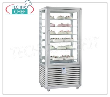 TECHNOCHEF - Congélation Vétrine pour Gelateria 1 Porte, Temp.-15°-25°C, lt.541, Mod.CGL600S Vitrine congélateur-congélateur pour glacier 1 porte, température -15 ° / -25 ° C, réfrigération statique, Curve Line, avec 4 côtés d'affichage, 6 étagères rectangulaires 734x460 mm, capacité lt. 541, V.230 / 1, Kw 0,7, Poids 192 Kg, dim.mm.900x620x1860h