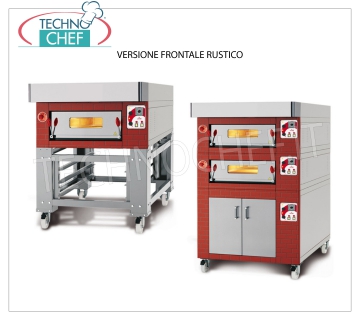 Four à pizza électrique modulaire, gamme CL CLASSIC, local entièrement en réfractaire pour 8 pizzas Four à pizza électrique MODULAIRE, pour 8 pizzas diam. 300 mm, version avec AVANT RUSTIQUE, CHAMBRE COMPLÈTEMENT RÉFRACTAIRE à partir de 600x1200x170h, V.400 / 3, Kw.8,5, Poids 200 Kg, dimensions extérieures 1000x1560x400h mm