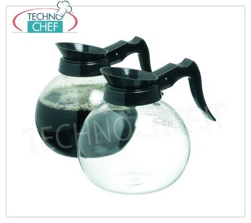 Technochef - CARAFE en verre pour filtre à café du lt.1.7, mod. COMA15 Carafe en verre pour filtre Caffe avec poignée et bec verseur en plastique noir, capacité lt.1,7, diamètre 150 mm, hauteur 175 mm.