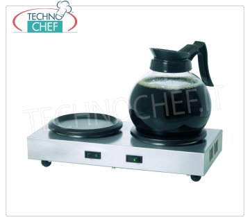 Technochef - MAINTIEN CHAUD pour 2 filtres à café, mod. COMA20 Support chaud pour 2 carafes de filtre Caffe, avec 2 plaques, Kw.0,16, Poids 1,7 Kg, dim.mm. 358x218x80h