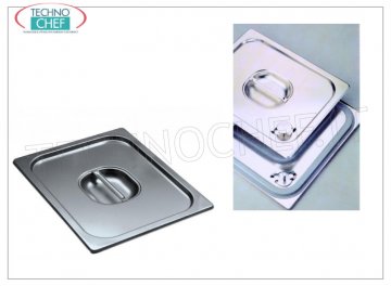 Couvercles pour bacs Gastro-norme, Inox 18/10 Couvercle étanche avec anse, inox 18/10, pour bac GN 1/1